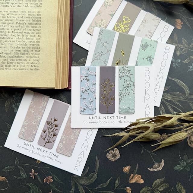 Magnetic Bookmarks Set of 3 | Floral Hand-Foiled | Unique Book Lover Gift A House of Books