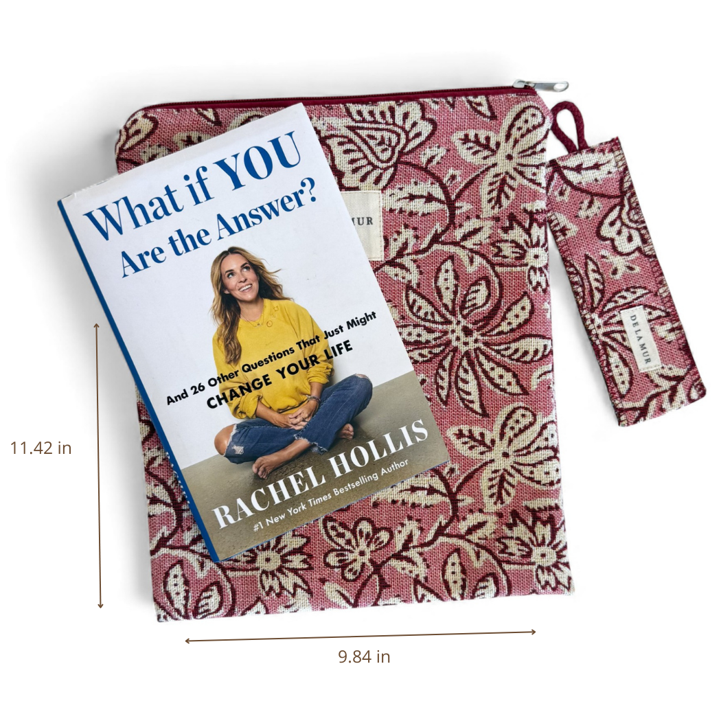 Floral Jacquard Book Cover & Matching Bookmark – Zippered Fabric Sleeve