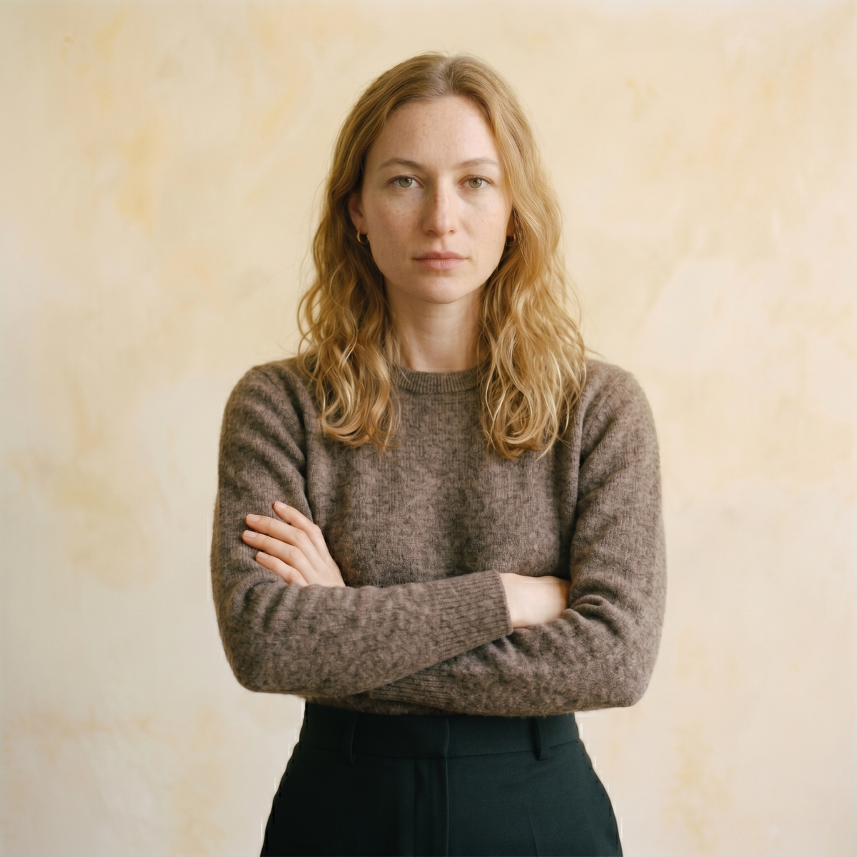 Women's Undyed Cashmere Crewneck Sweater - The Original Toast Melange LUMUSAE