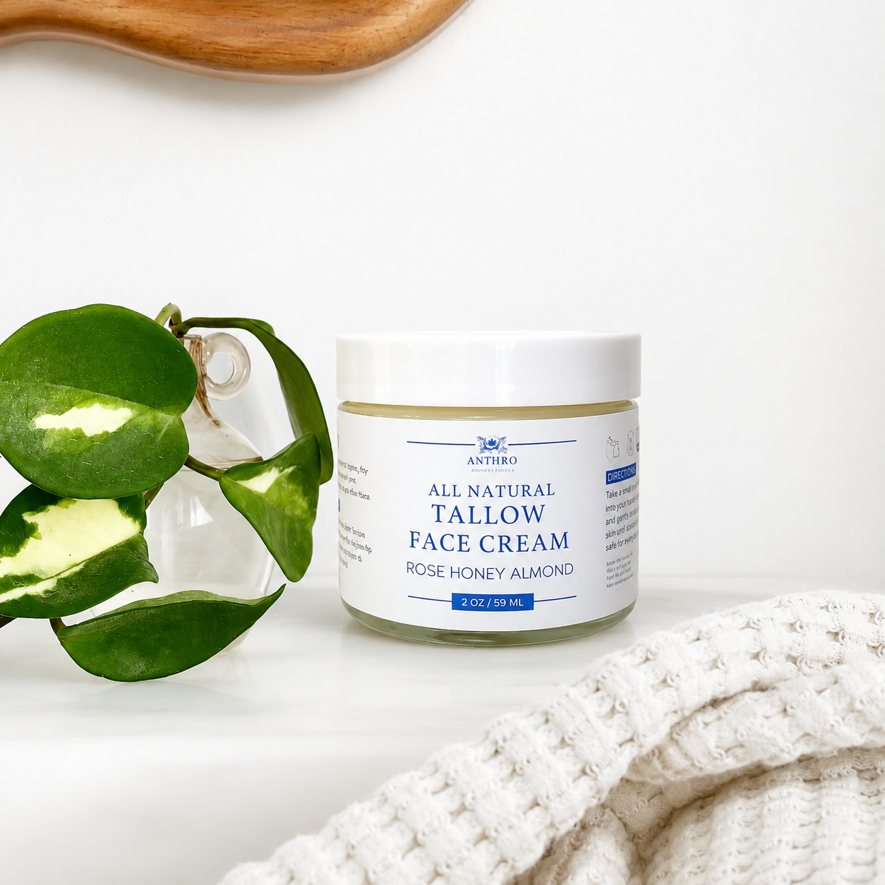 Tallow Face Cream | Rose Honey Almond & Unscented | Non-Comedogenic Moisturizer