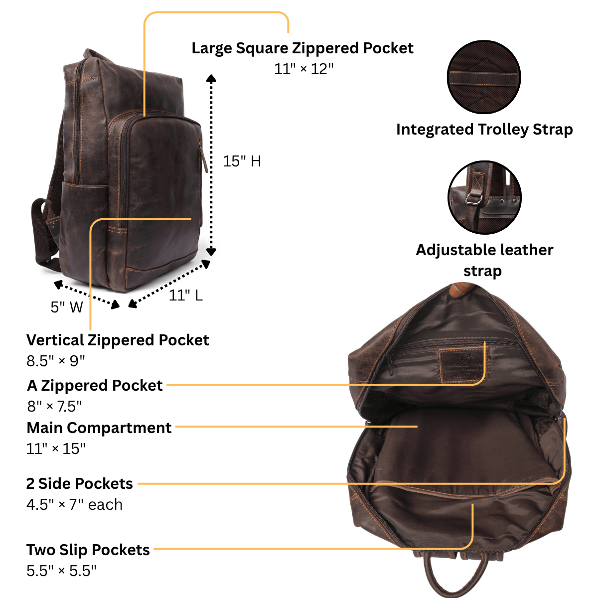 Oslo Full-Grain Leather Laptop Backpack | 16" Laptop Bag Minori Leather