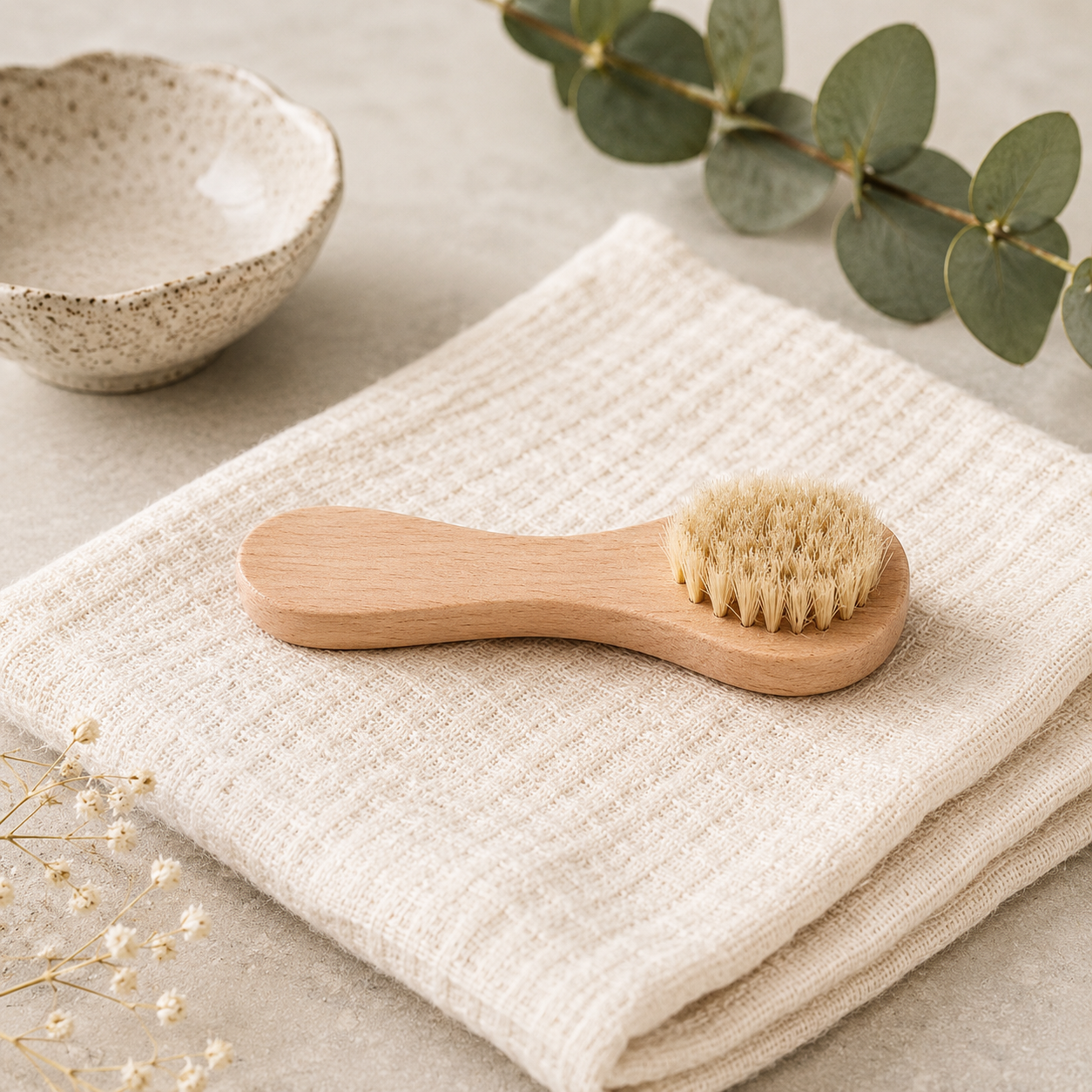 Beechwood Face Brush – Natural Boar Bristles, Eco-Friendly | Gentle Exfoliation