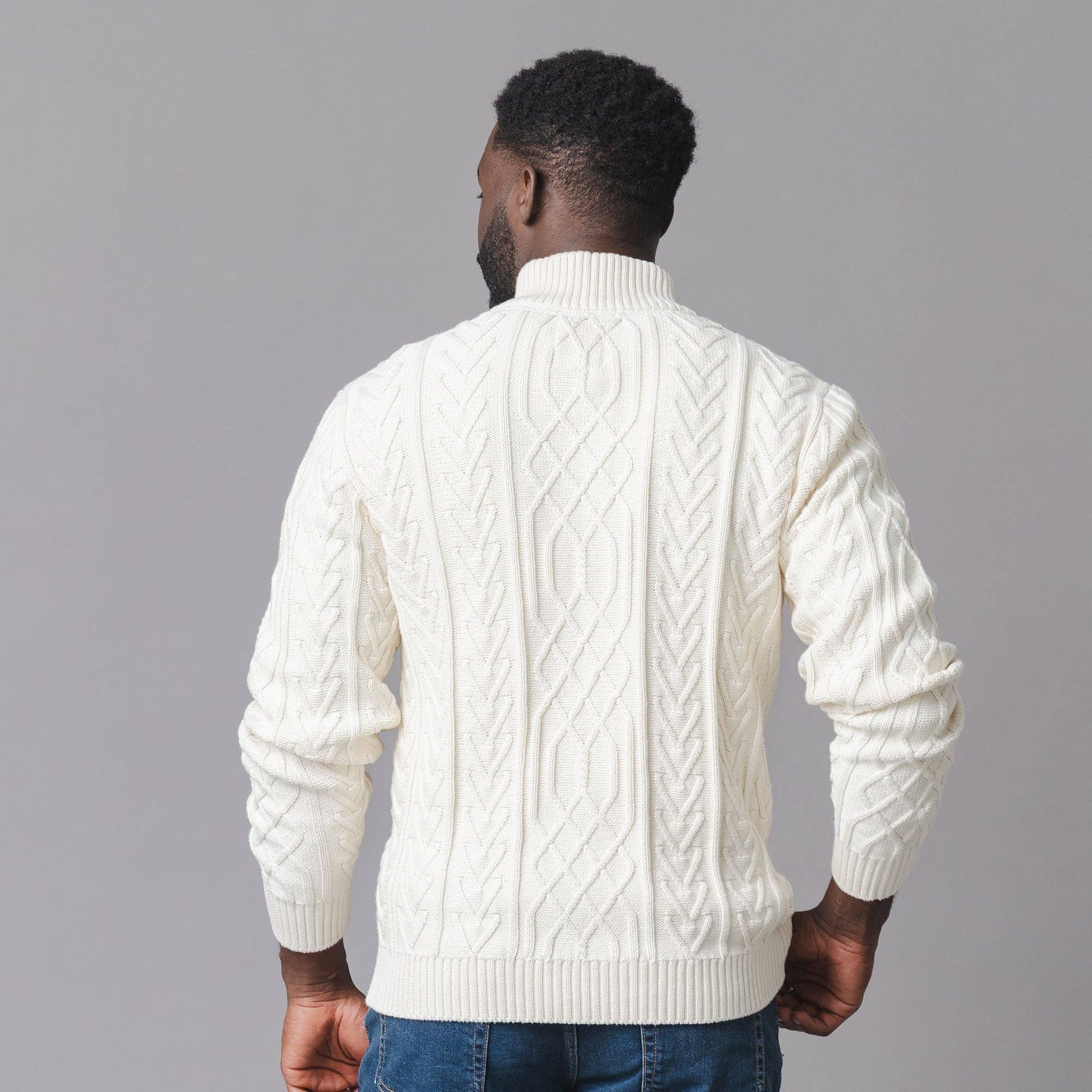 Men's 100% Organic Cotton Mock Neck Cable Knit Sweater | GOTS Certified Hope and Henry