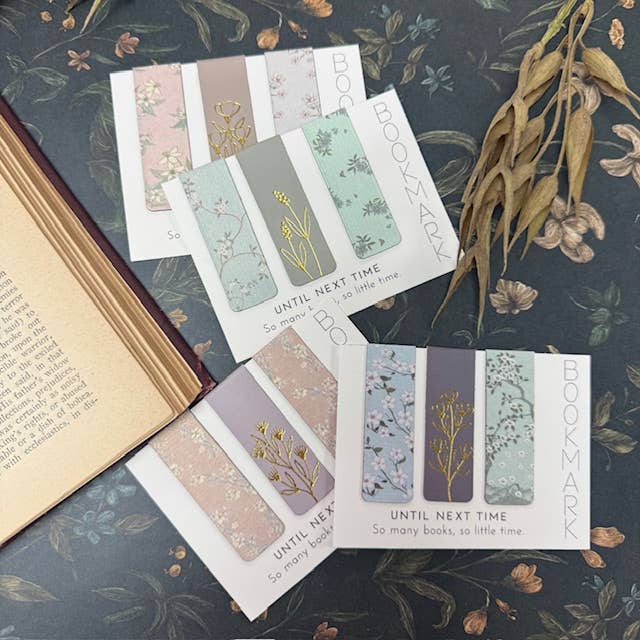 Magnetic Bookmarks Set of 3 | Floral Hand-Foiled | Unique Book Lover Gift A House of Books