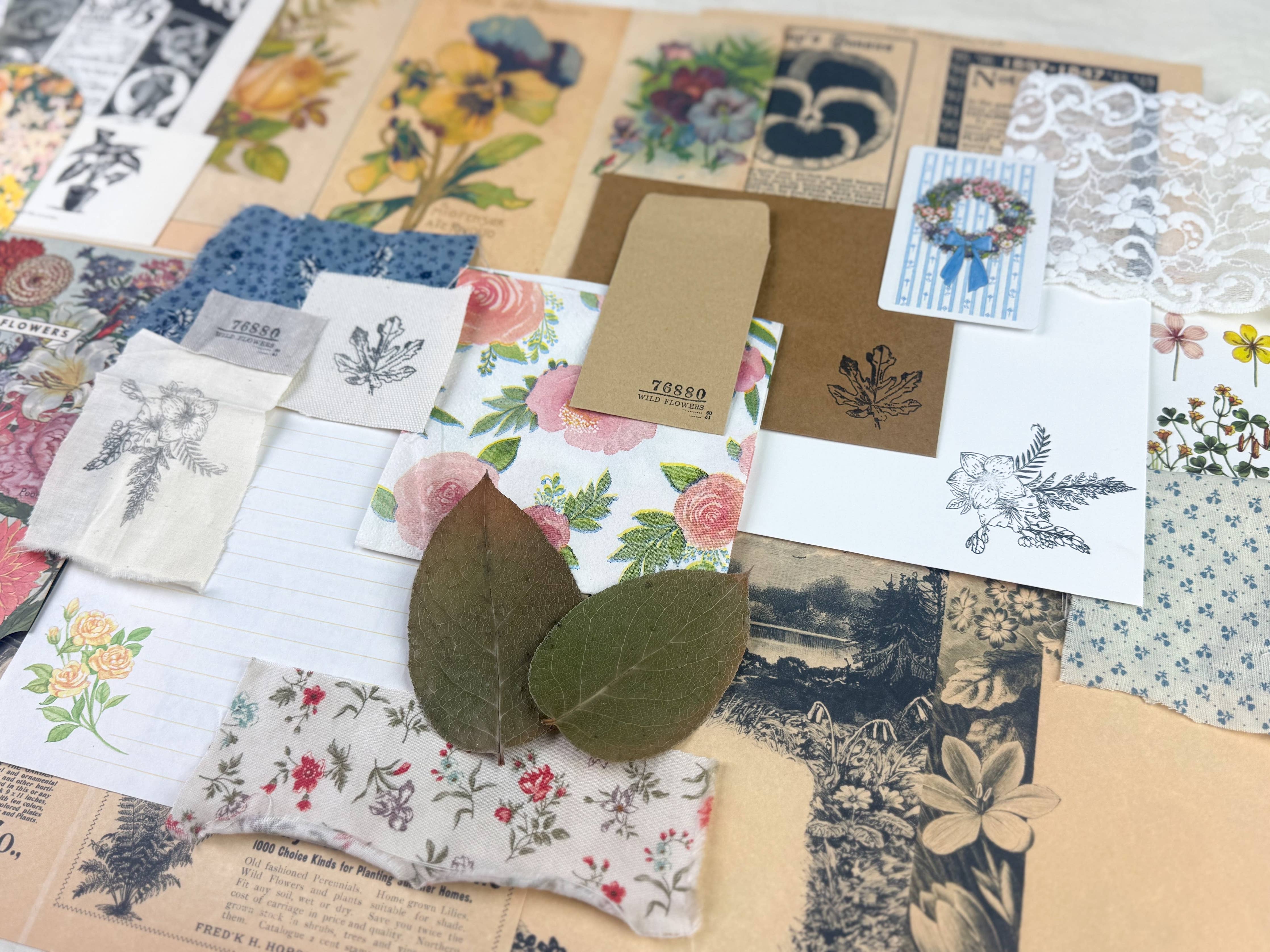 Botanical & Nature Ephemera Kit | Junk Journal Supplies | Vintage Floral Collage A House of Books