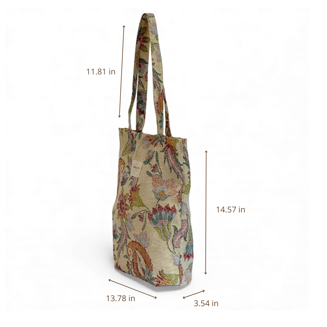 Floral Jacquard Medium Zip Tote Bag – Multicolor Paisley