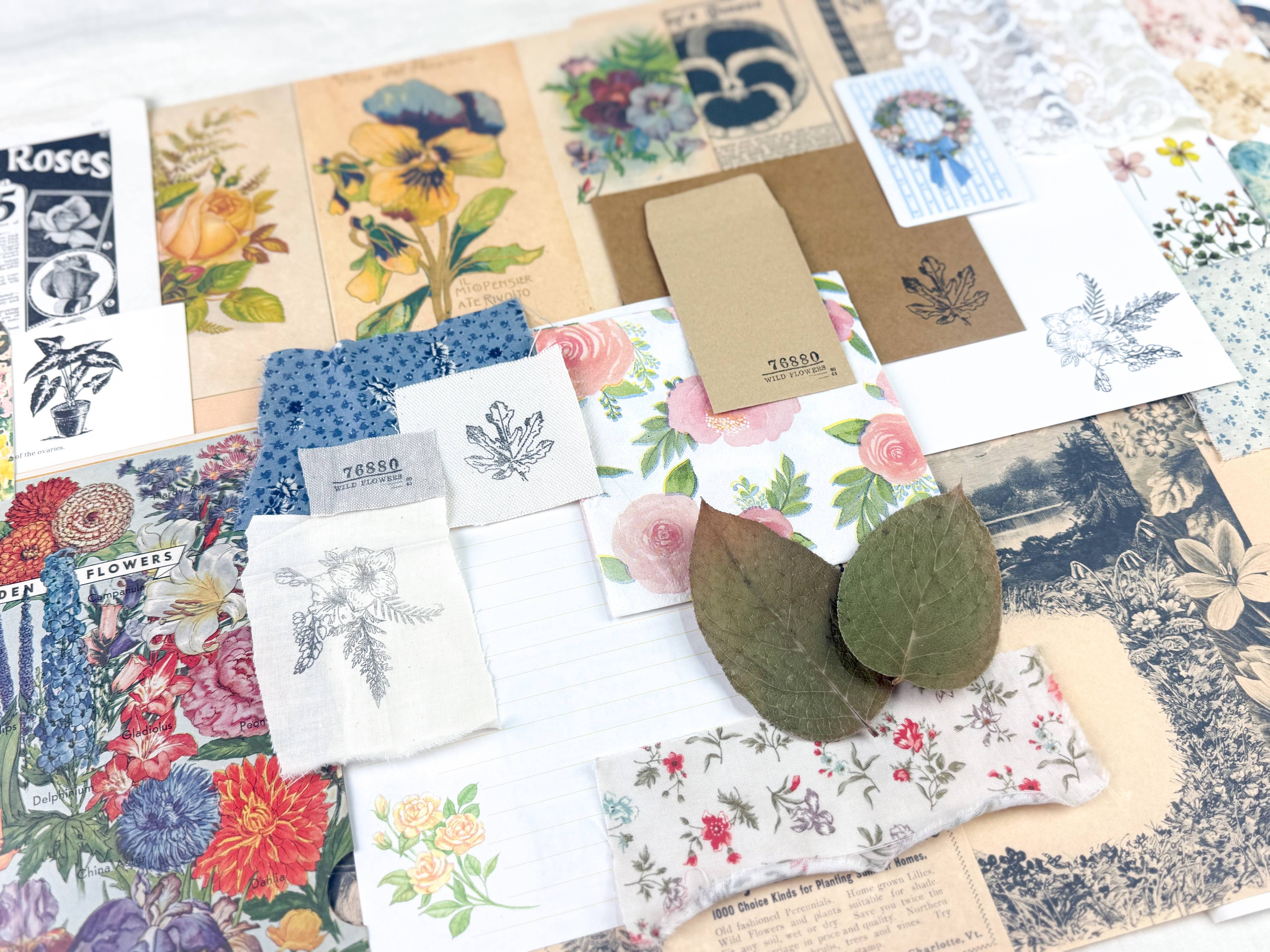 Botanical & Nature Ephemera Kit | Junk Journal Supplies | Vintage Floral Collage A House of Books
