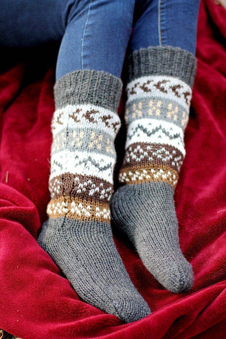Deluxe Hand Knit Long Alpaca Socks | 70% Alpaca | Ethically Made Choice Alpaca Products