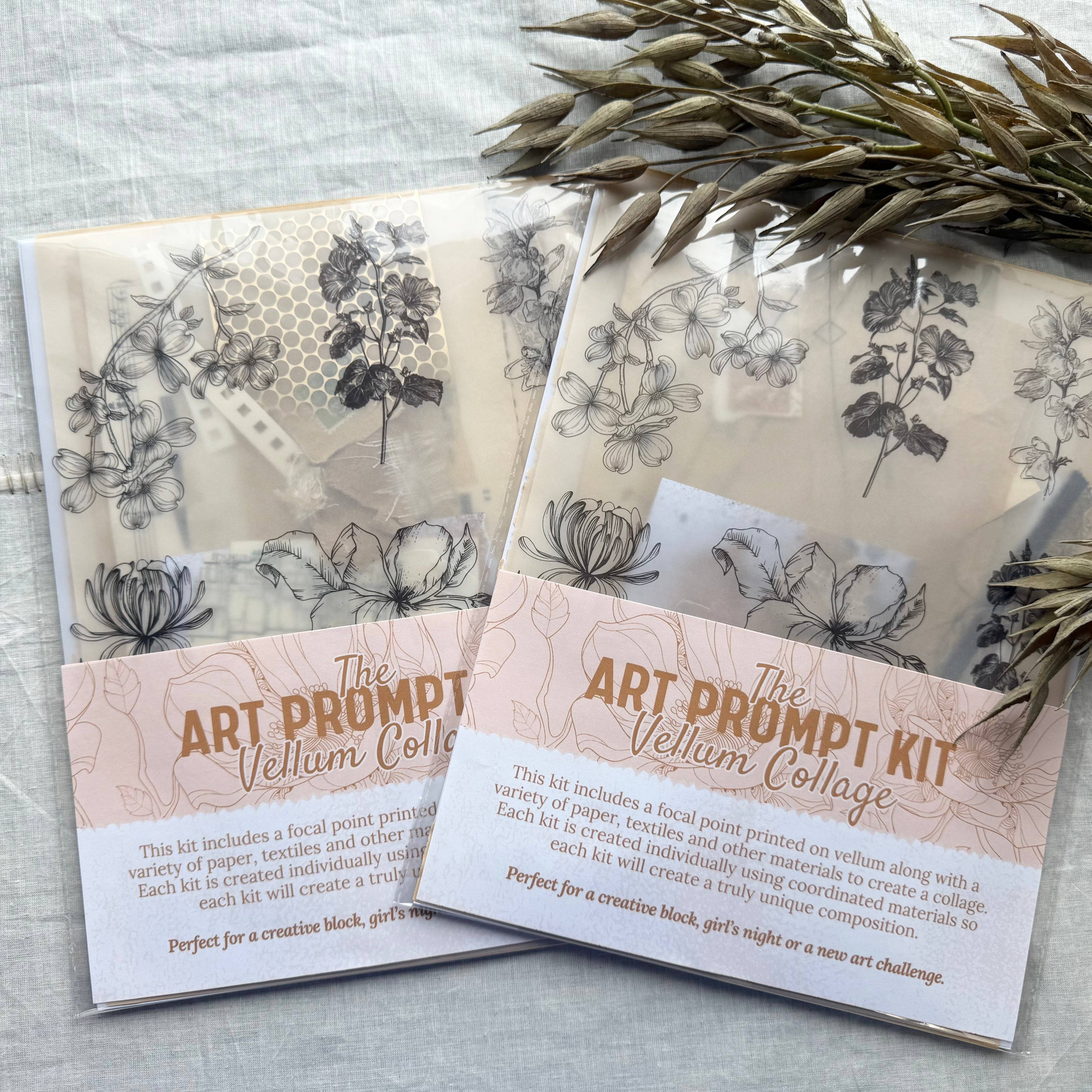 Floral Collage Kit | Mixed Media Art Kit | Vintage Vellum & Paper Craft A House of Books