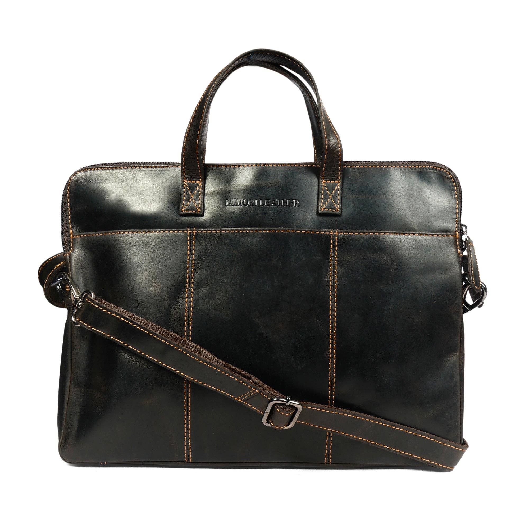 Santiago Full-Grain Leather Laptop Sleeve | 16" Laptop Bag | Brown Minori Leather
