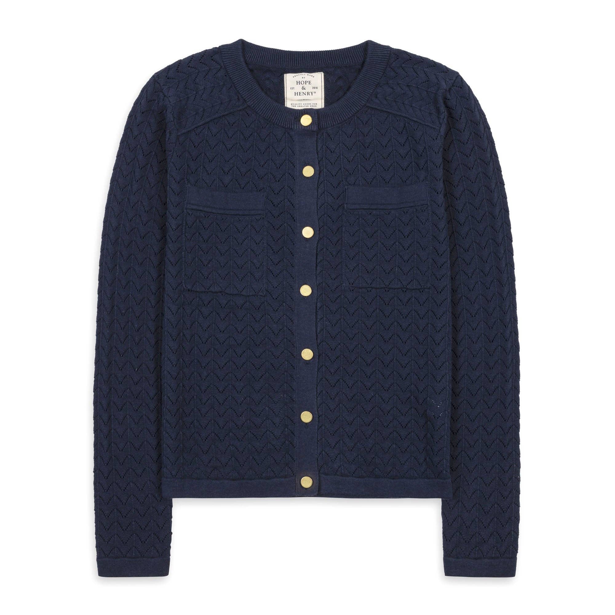 Women's 100% Organic Cotton Pointelle Cardigan | GOTS Certified Hope and Henry