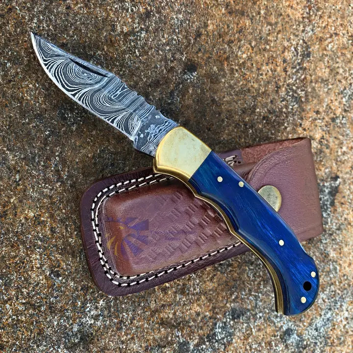 Damascus Steel Pocket Knives – Titan International | Genuine Craft