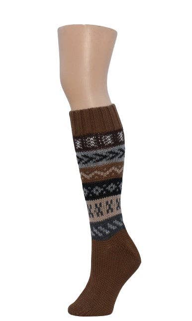 Deluxe Hand Knit Long Alpaca Socks | 70% Alpaca | Ethically Made Brown Choice Alpaca Products