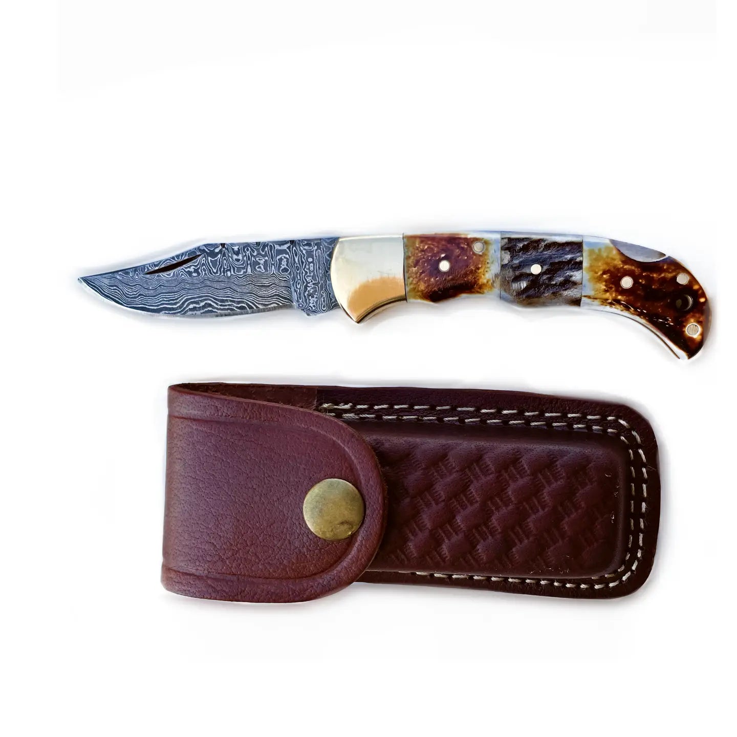 Damascus Steel Pocket Knives – Titan International | Genuine Craft