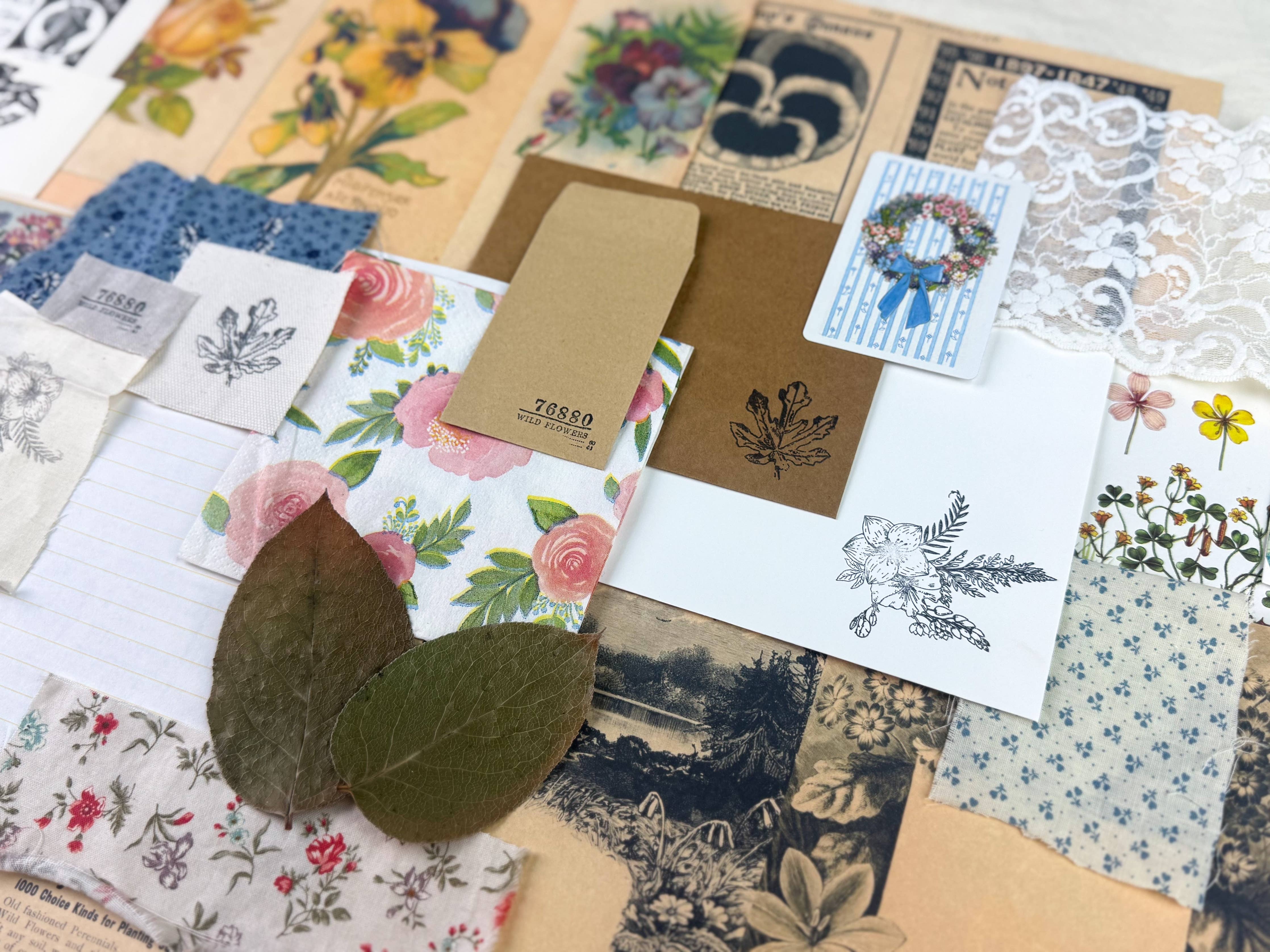 Botanical & Nature Ephemera Kit | Junk Journal Supplies | Vintage Floral Collage A House of Books