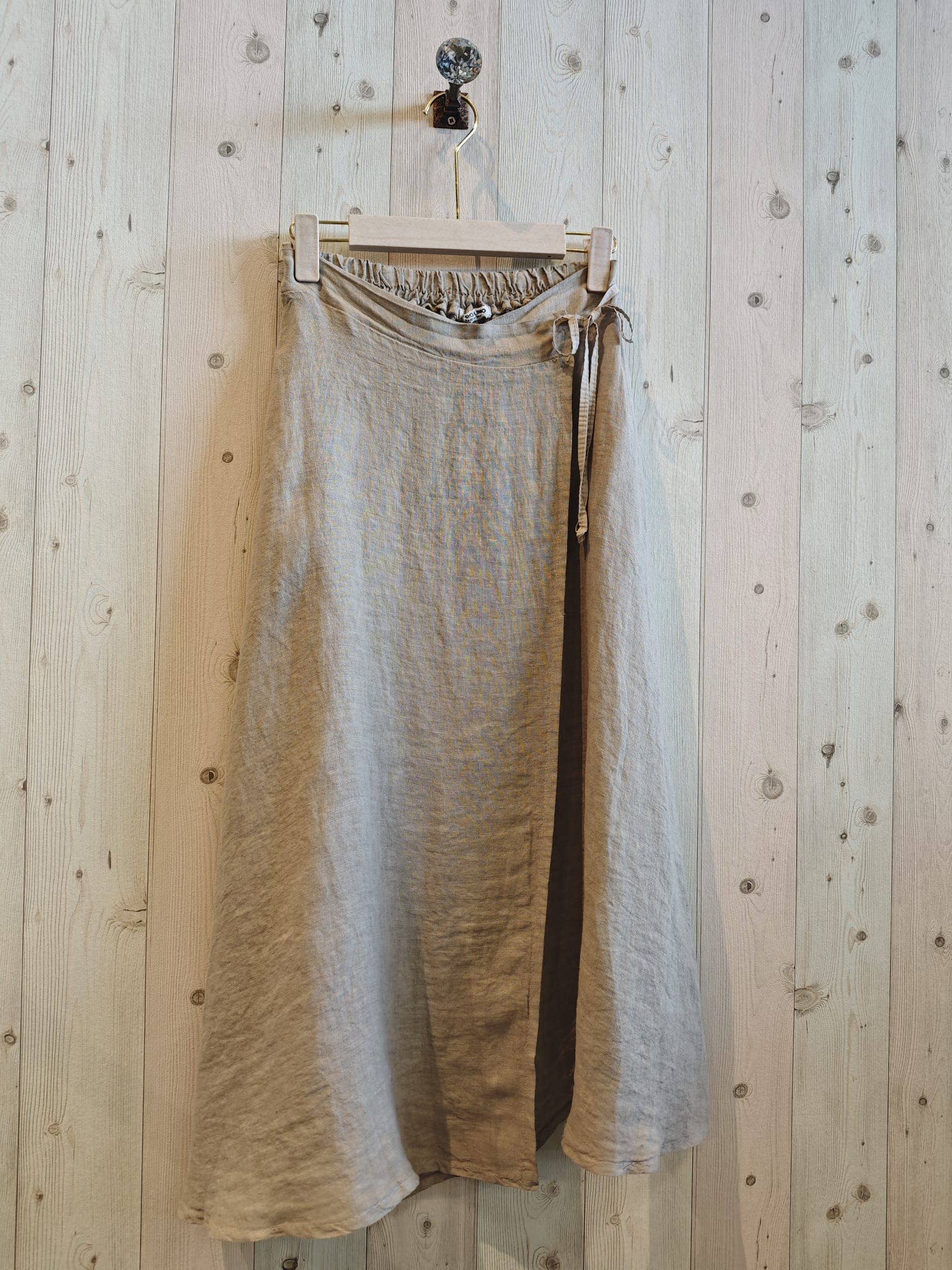 Italian Linen Wrap Skirt BEIGE Linen & More