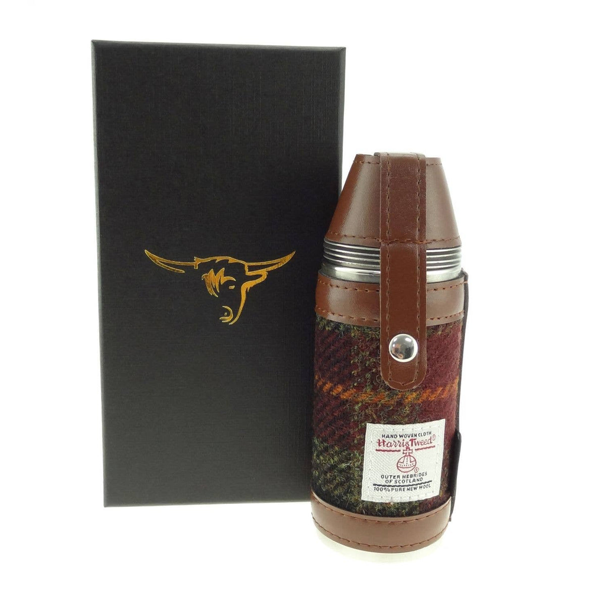 Harris Tweed 8oz Hunting Flask | Authentic Scottish Gift Rust Check Dublin Gift Company