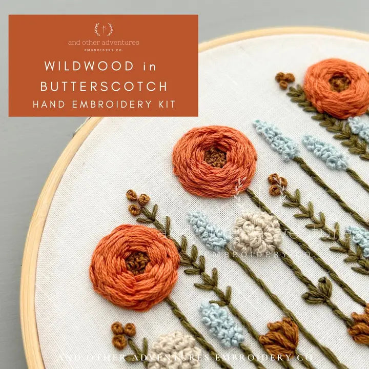Hand Embroidery Kit for Beginners | Choose Your Design Embroidery Kit- Wildwood in Butterscotch And Other Adventures Embroidery Co