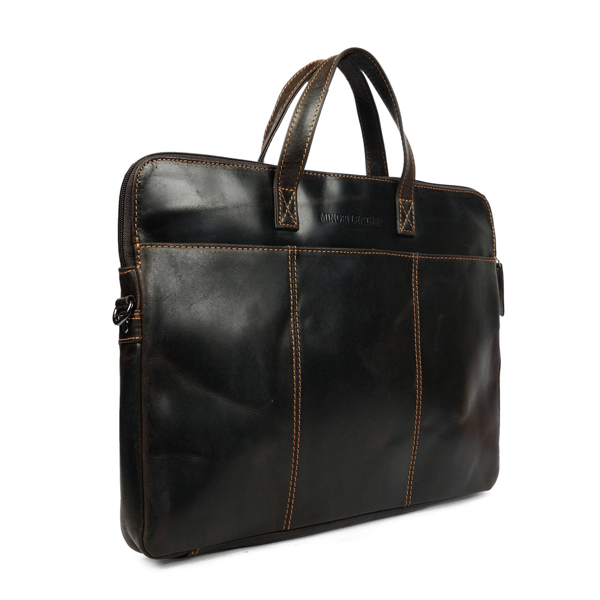 Santiago Full-Grain Leather Laptop Sleeve | 16" Laptop Bag | Brown Minori Leather