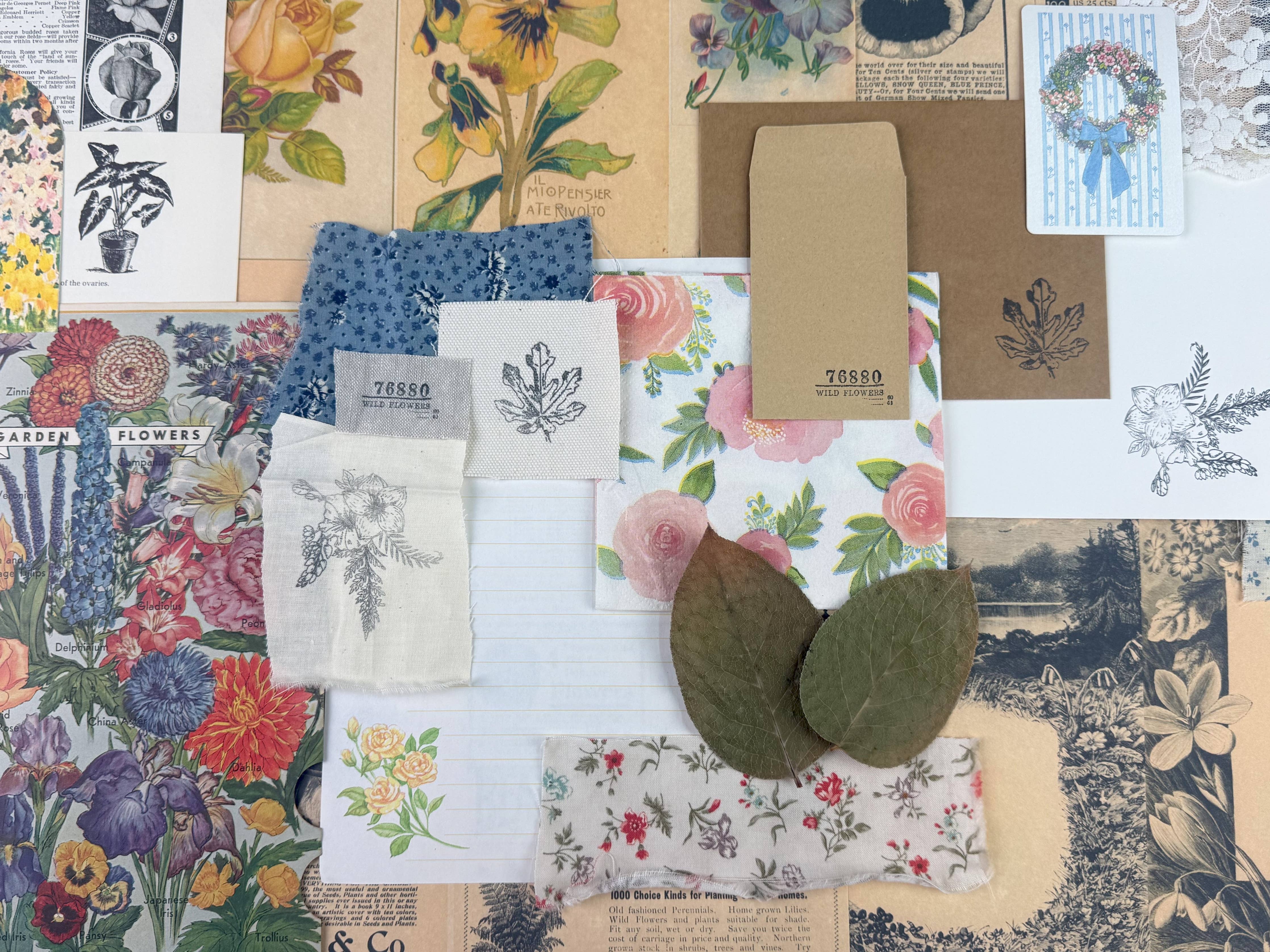Botanical & Nature Ephemera Kit | Junk Journal Supplies | Vintage Floral Collage A House of Books