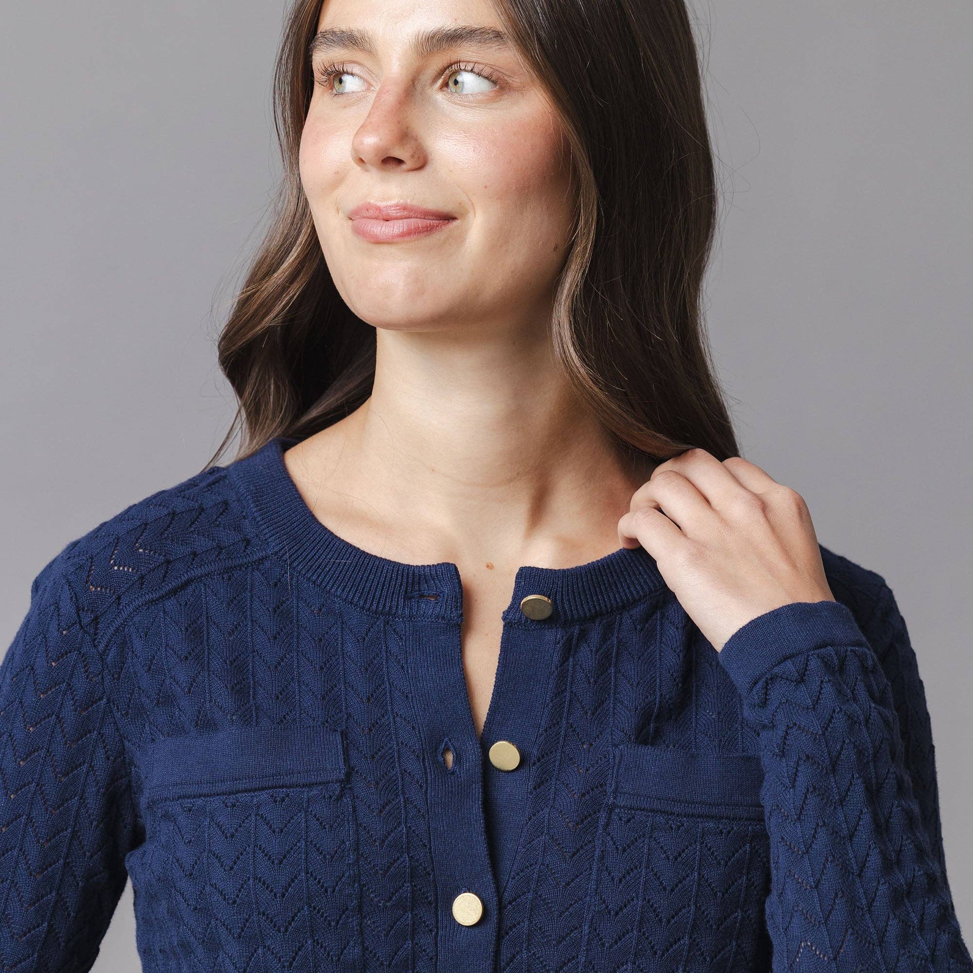 Women's 100% Organic Cotton Pointelle Cardigan | GOTS Certified Hope and Henry