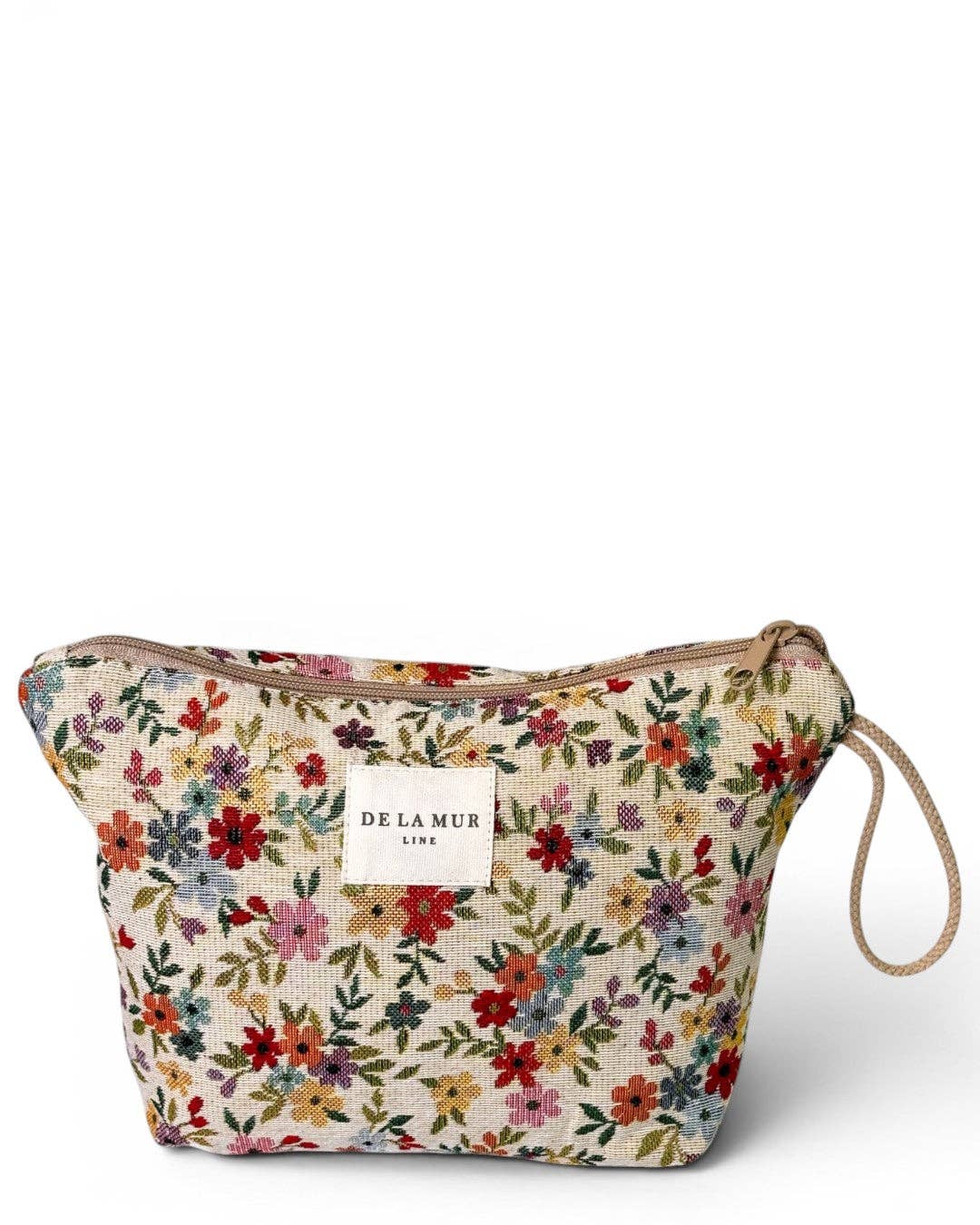 Floral Jacquard Large Makeup Bag | Made in Spain | Ethical Accessory DE LA MUR LINE US Inc