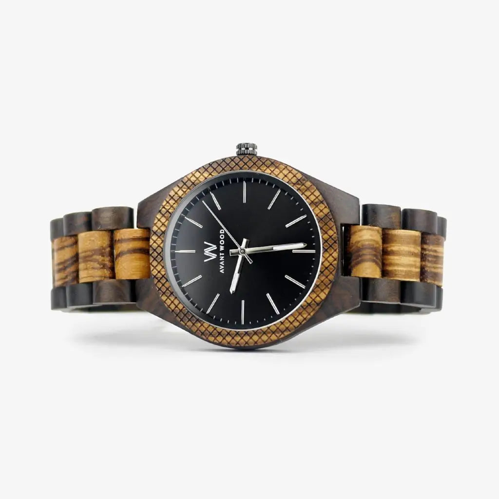 Avant Wood Watches- Men's Zebra S Obsidian Black Men's Watch Anthro Apothecary