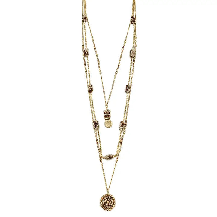 Anju Necklace-Ethical Sachi coffe and cream necklace Ten Thousand Villages