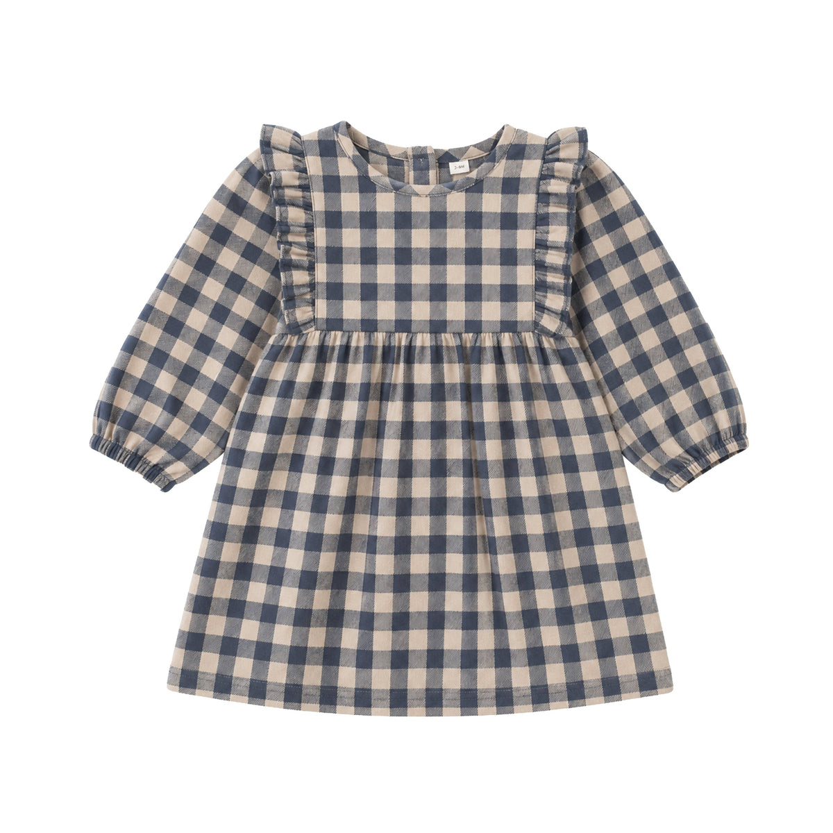 Celyn Flannel Ruffle Long Sleeve Dress - Swindon Plaid Colored Organics