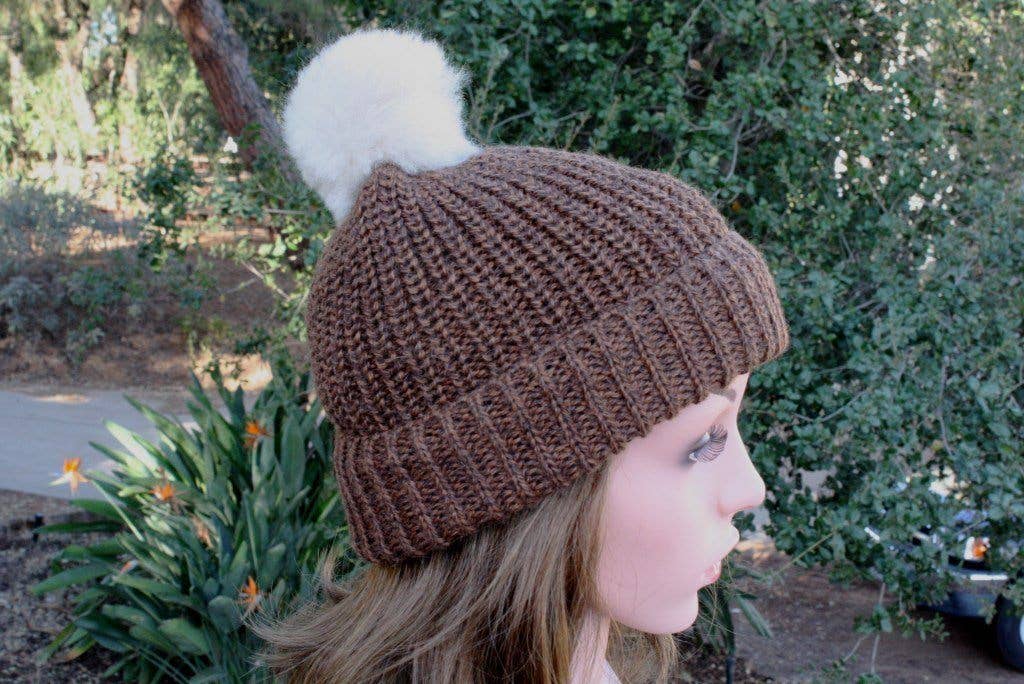 100% Baby Alpaca Pom-Pom Beanie Hat | Ethically Made in Peru Brown-Fawn Choice Alpaca Products
