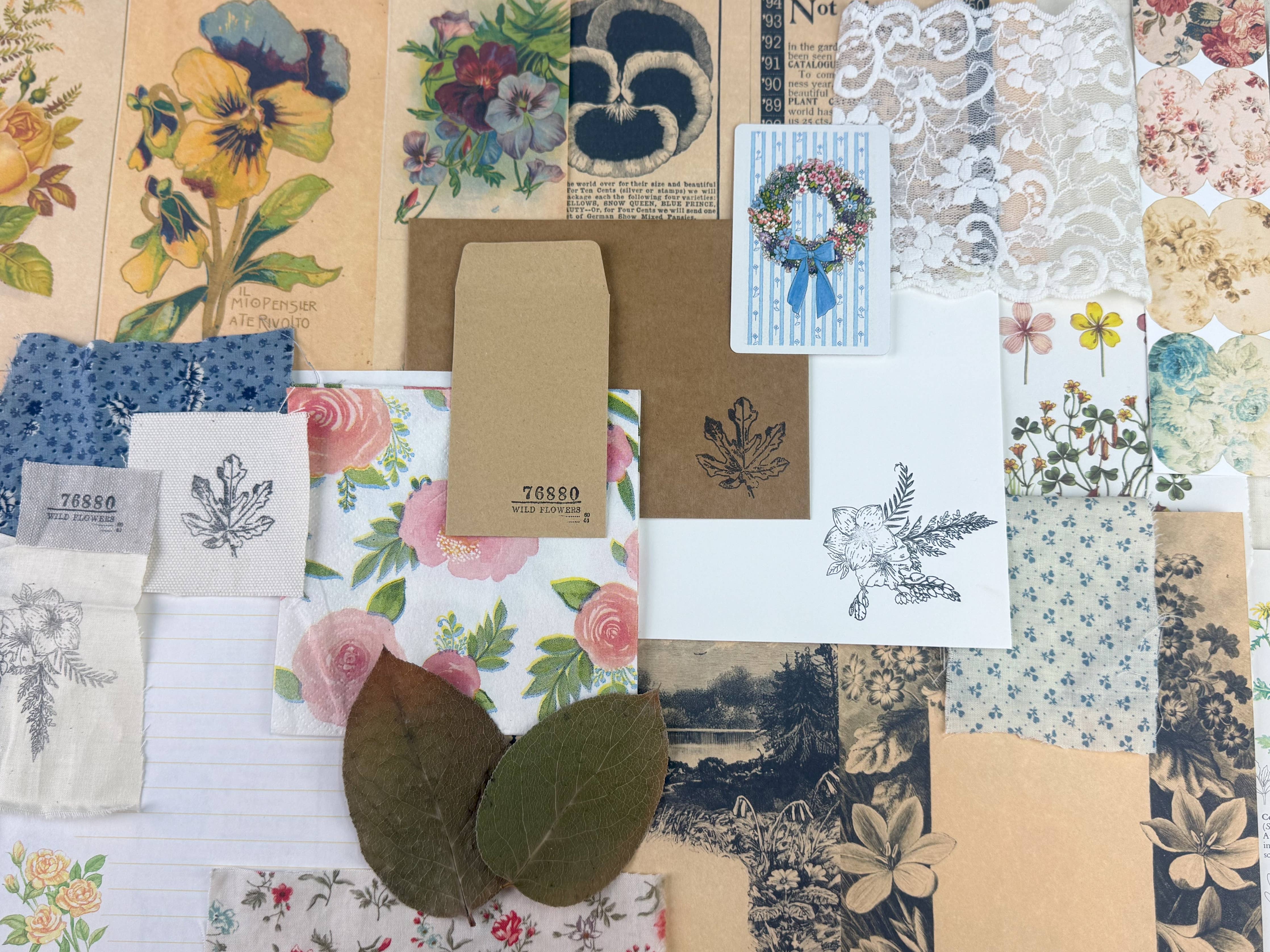 Botanical & Nature Ephemera Kit | Junk Journal Supplies | Vintage Floral Collage A House of Books