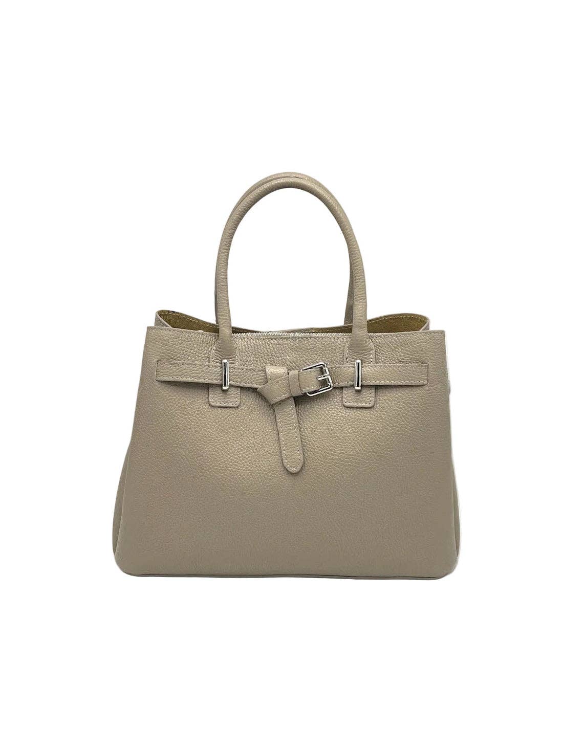 Italian Leather Handbag- Large Taupe Suie Valentini srl