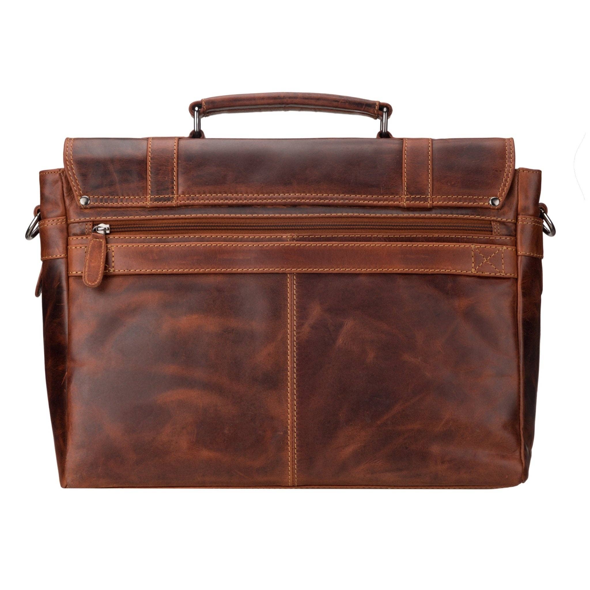 Boston Full-Grain Leather Briefcase Bag | 16" Laptop Bag Minori Leather