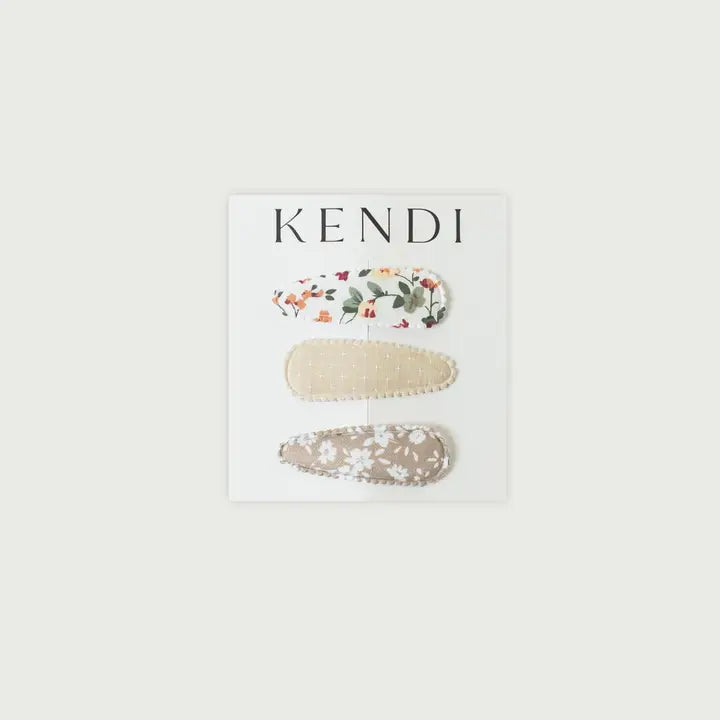 Kendi 3 Pack Hair Clip Taupe Floral Anthro Apothecary