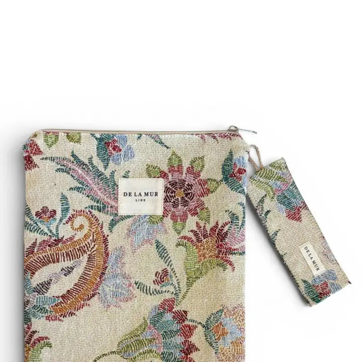 Floral Jacquard Book Cover & Matching Bookmark – Zippered Fabric Sleeve