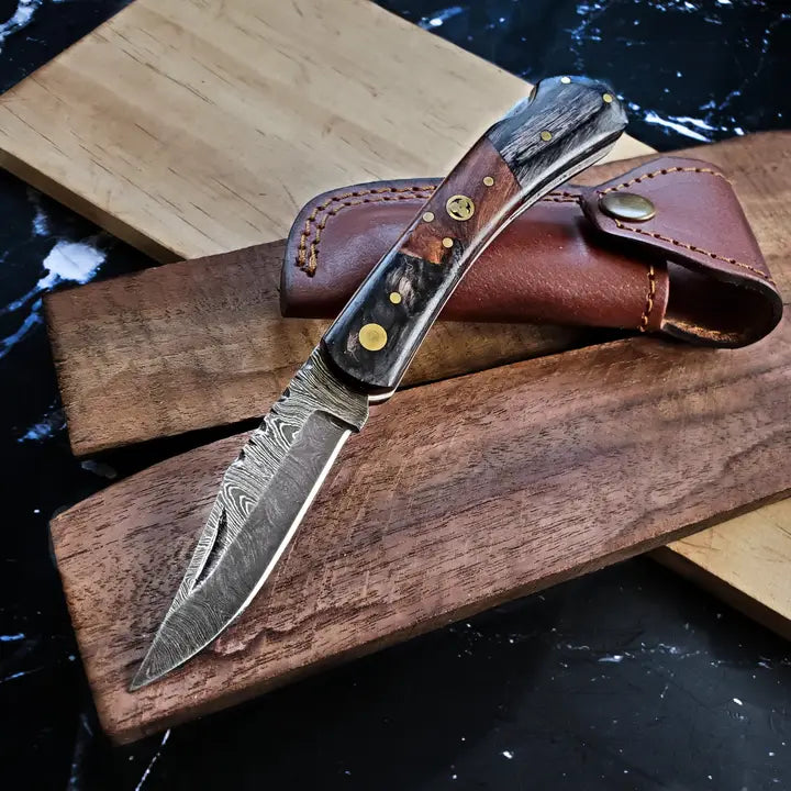 Damascus Steel Pocket Knives – Titan International | Genuine Craft