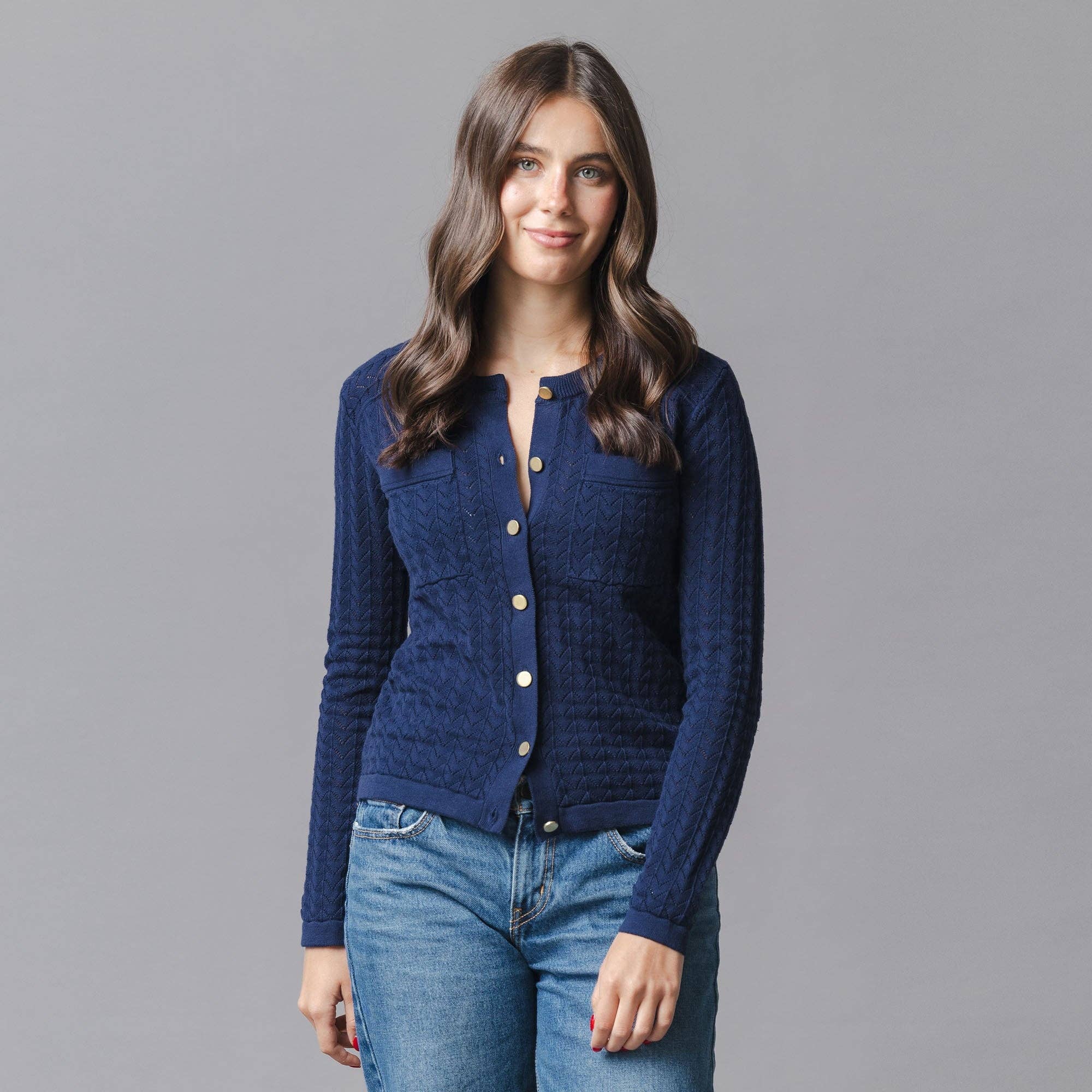 Women's 100% Organic Cotton Pointelle Cardigan | GOTS Certified Hope and Henry