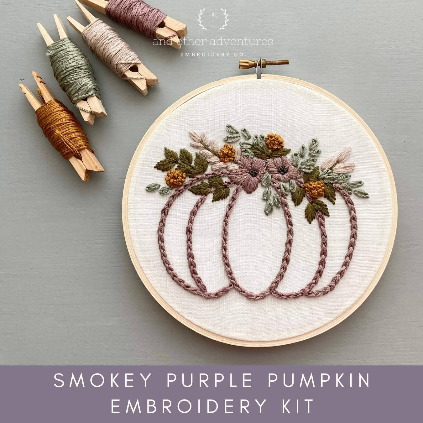 Hand Embroidery Kit for Beginners | Choose Your Design Beginner Hand Embroidery Kit- Smokey Purple Pumpkin And Other Adventures Embroidery Co