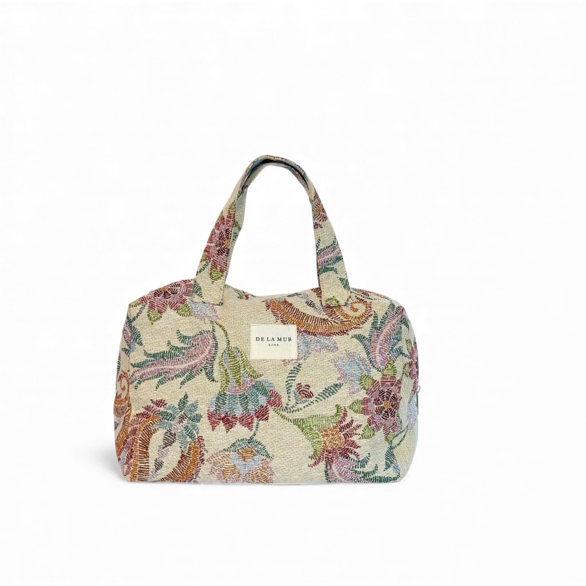 Floral Jacquard Extra Large Makeup Bag – Multicolor Paisley Tote