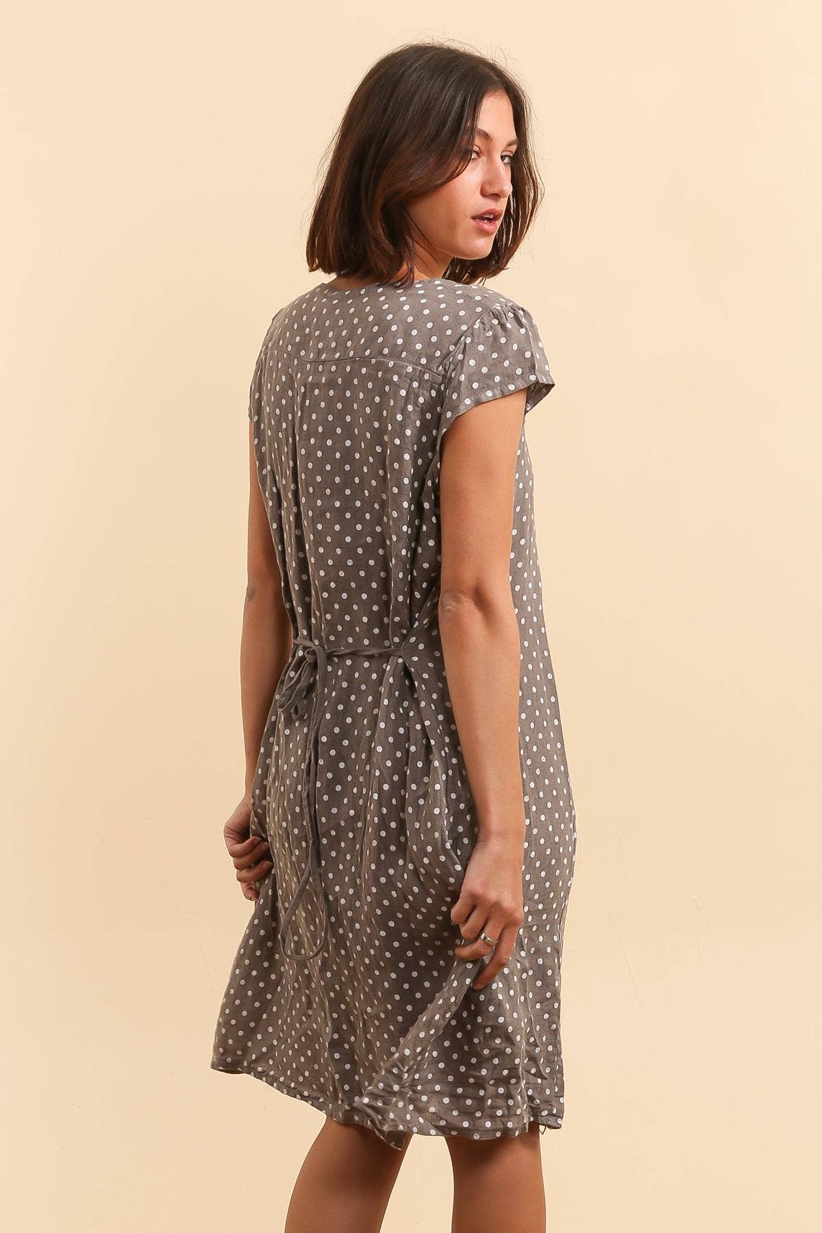 Italian Linen Dress- Polka Dot Sundress