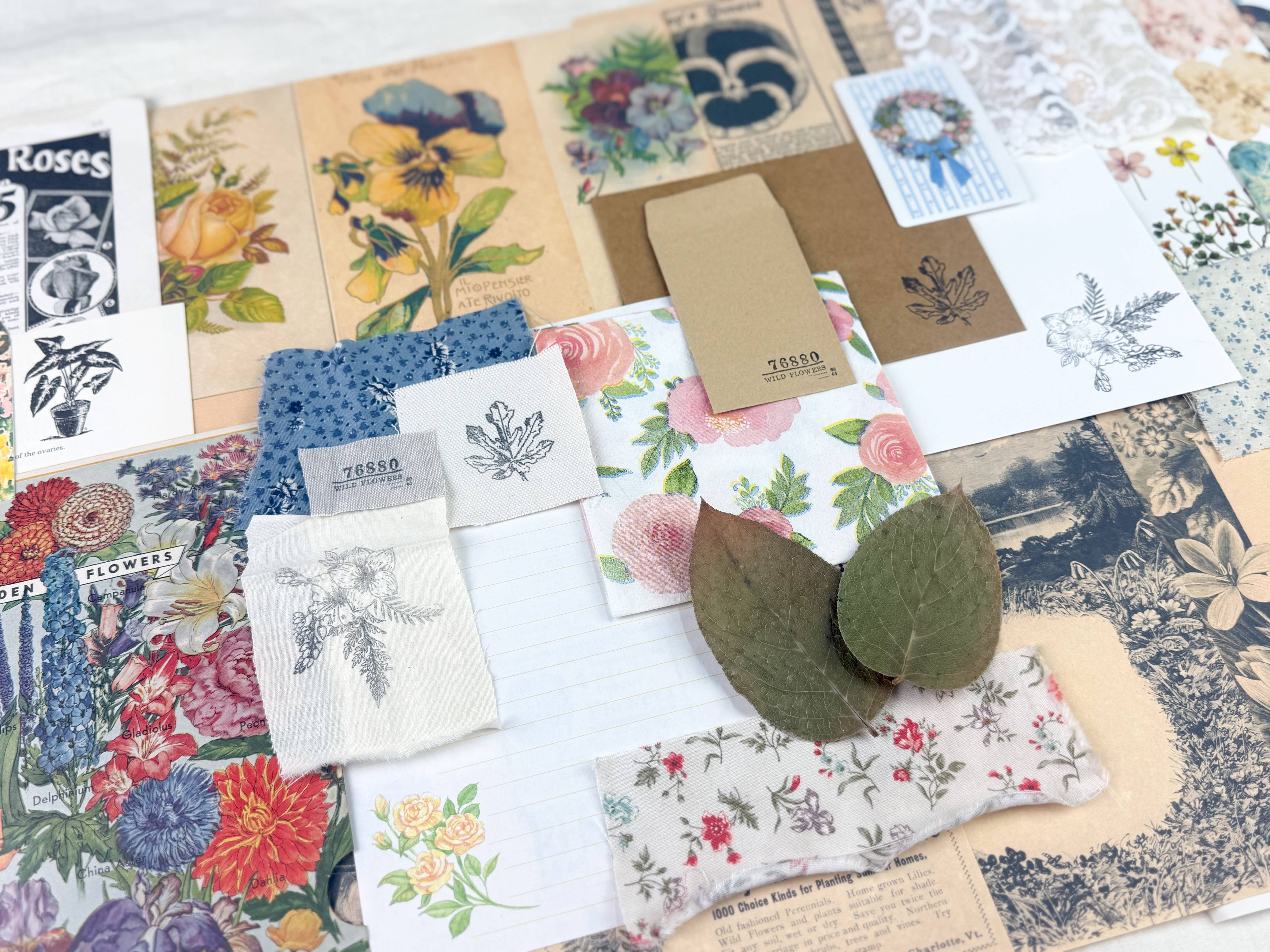 Botanical & Nature Ephemera Kit | Junk Journal Supplies | Vintage Floral Collage A House of Books