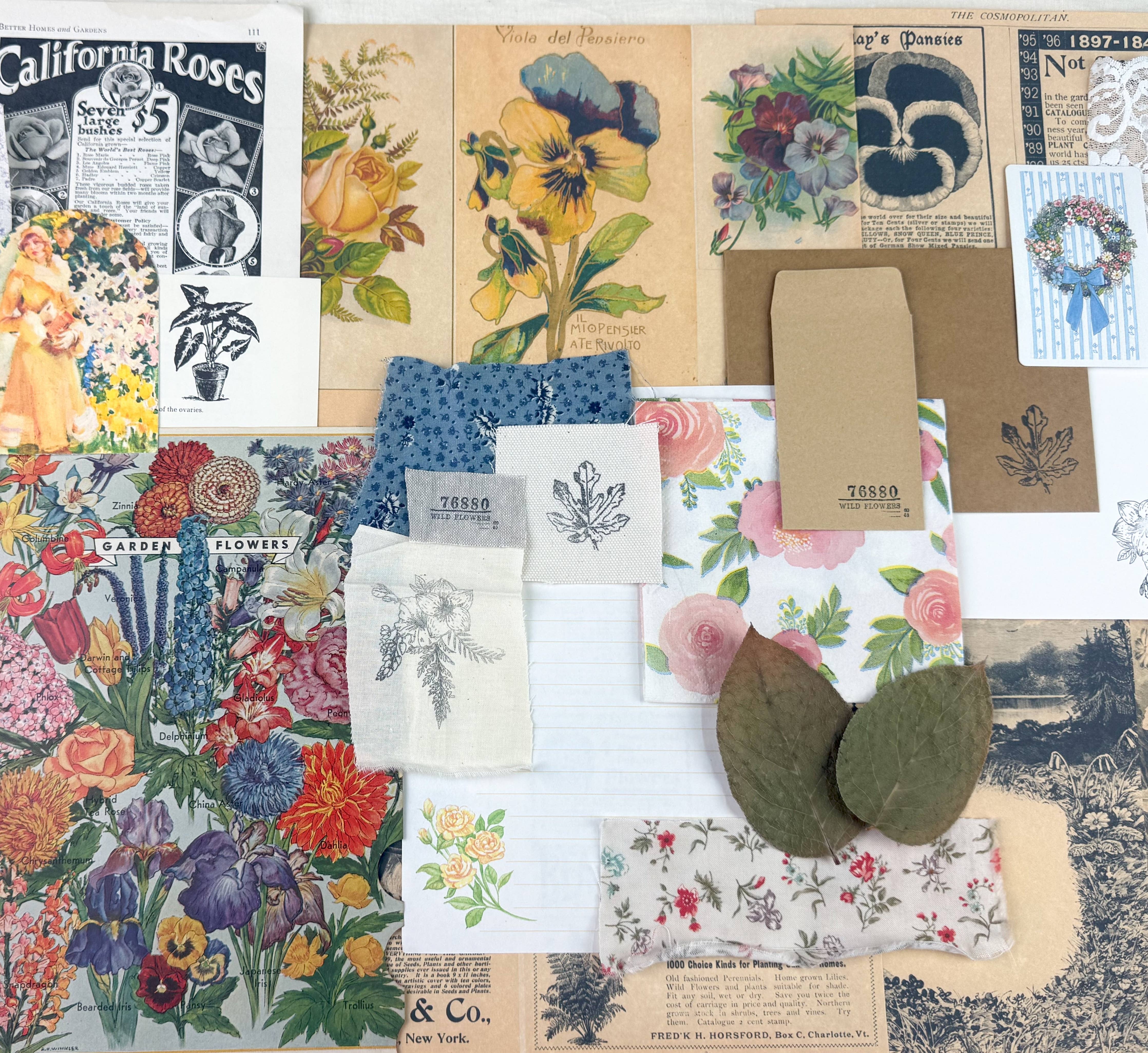 Botanical & Nature Ephemera Kit | Junk Journal Supplies | Vintage Floral Collage A House of Books