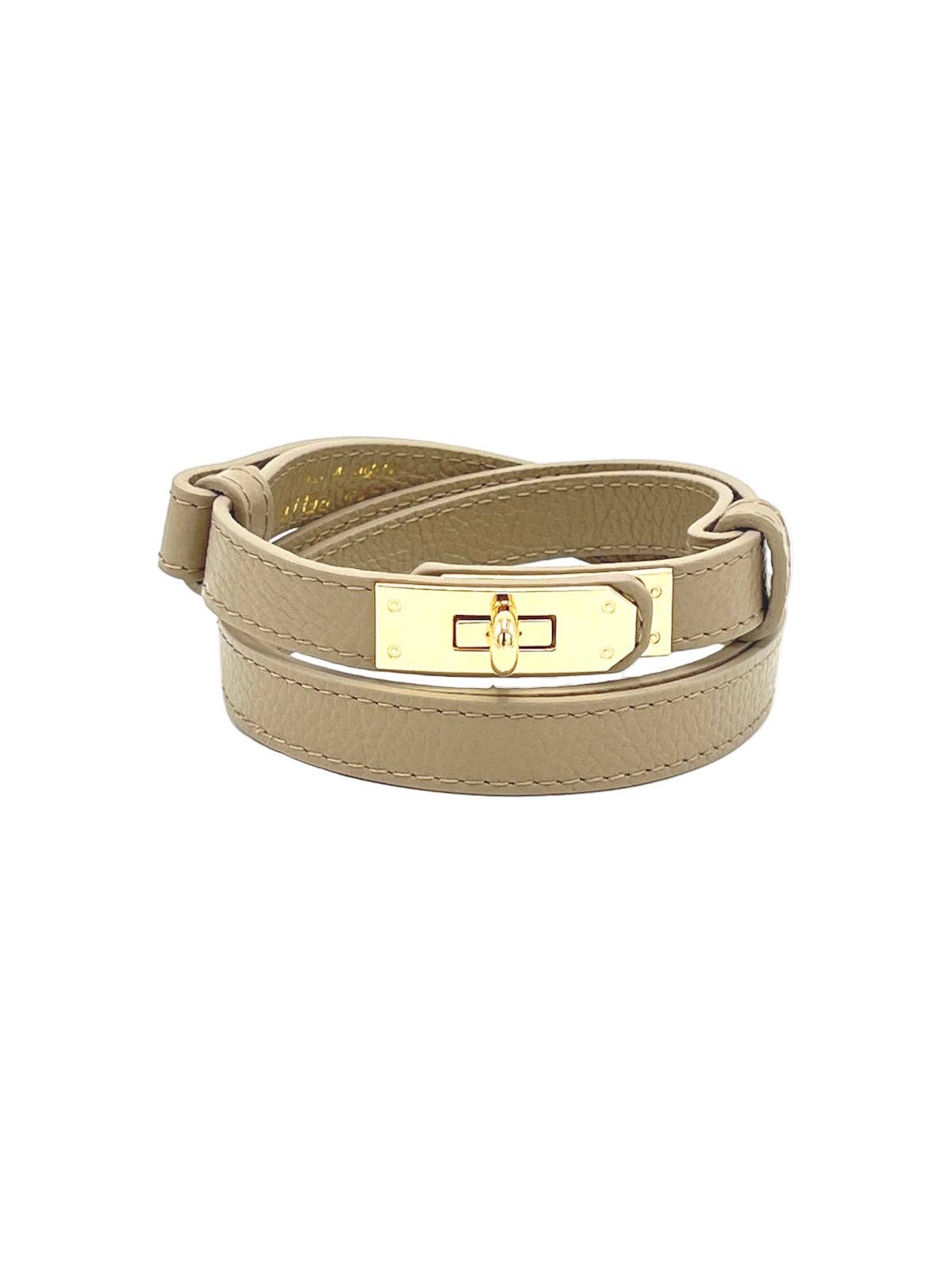 Women’s Adjustable 17 mm Genuine Leather Dress Belt, Made in Italy Taupe Suie Valentini srl