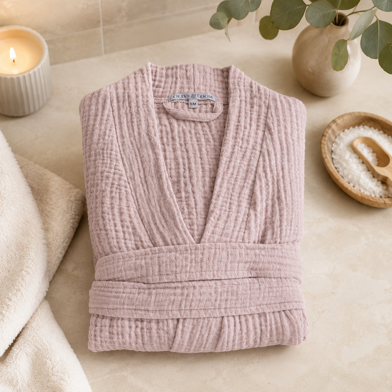 Olive & Loom Turkish Cotton Spa Bathrobe – OEKO-TEX® Certified | Multiple Colors | S/M & L/XL