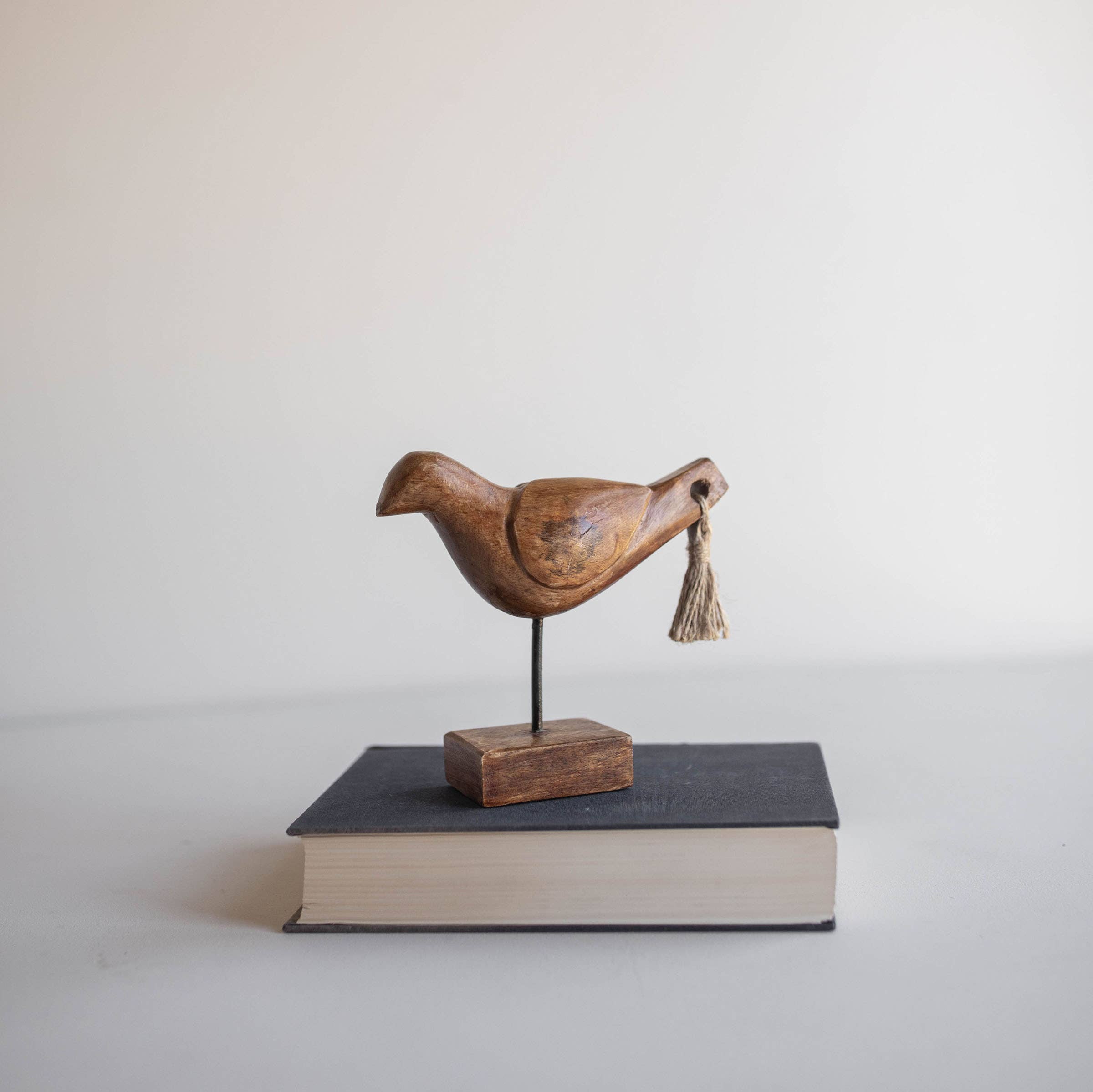 Crockett Wood Bird Decorative Figure with Tassel Tail Foreside Home & Garden