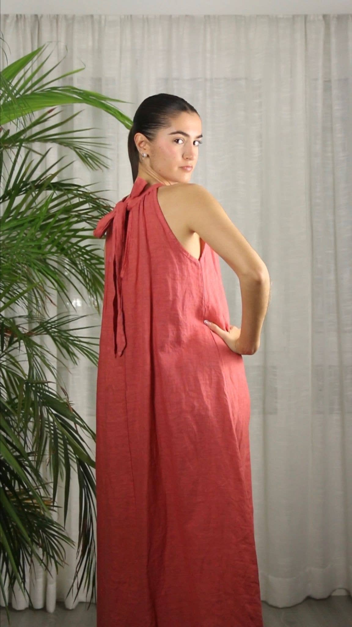 Italian Linen Dress- Back Bow Linen & More