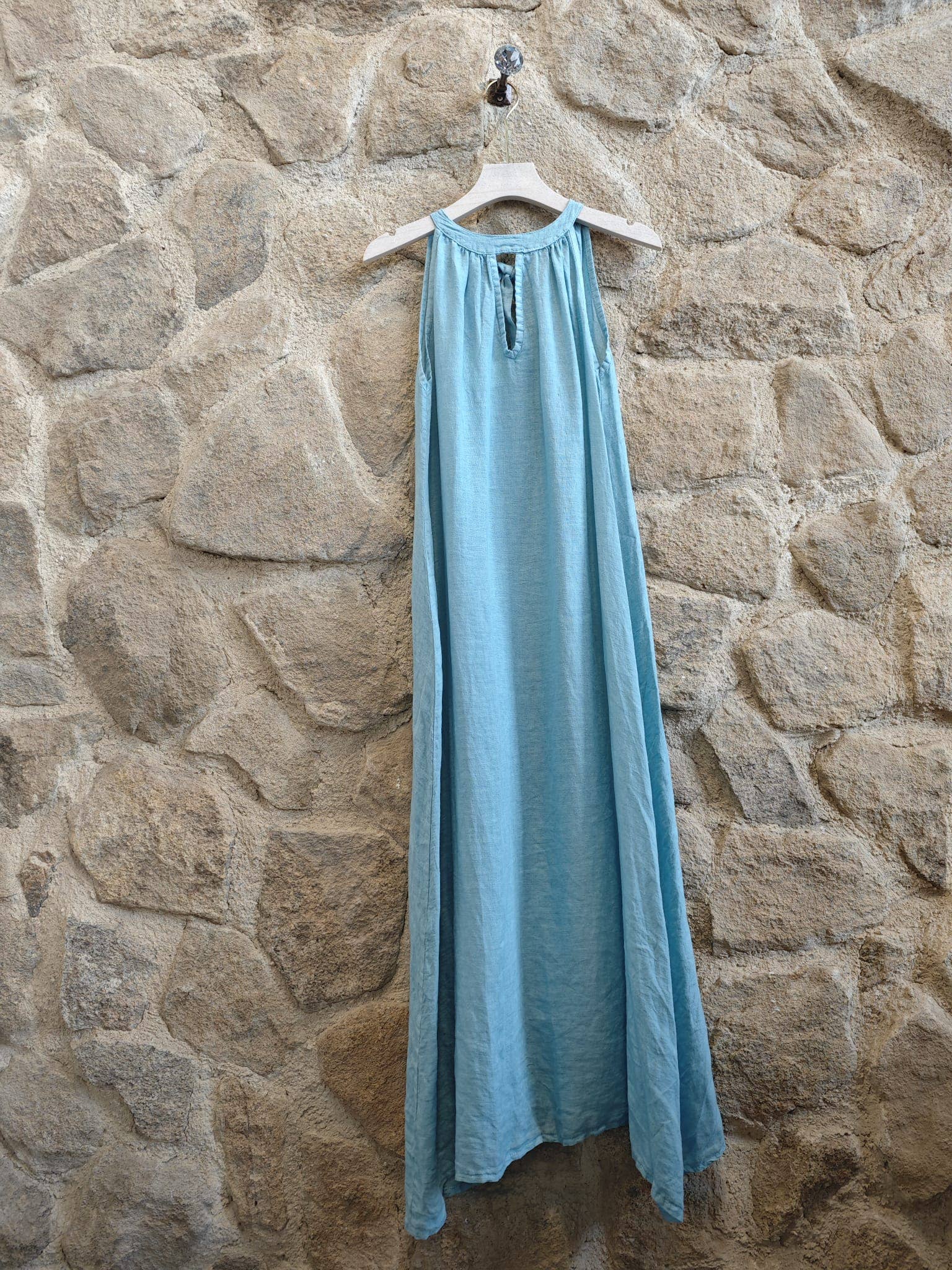 Italian Linen Dress- Back Bow Linen & More