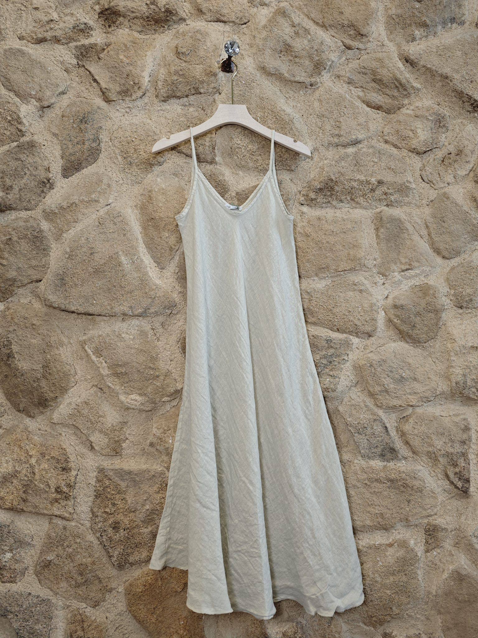 Italian Linen Dress- Single Strap Beige Linen & More