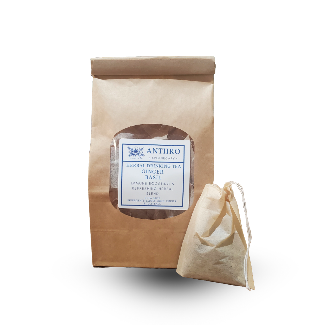 Ginger Tulsi Tea | Warming Herbal Ginger Tea 8 Tea Bags Anthro Apothecary