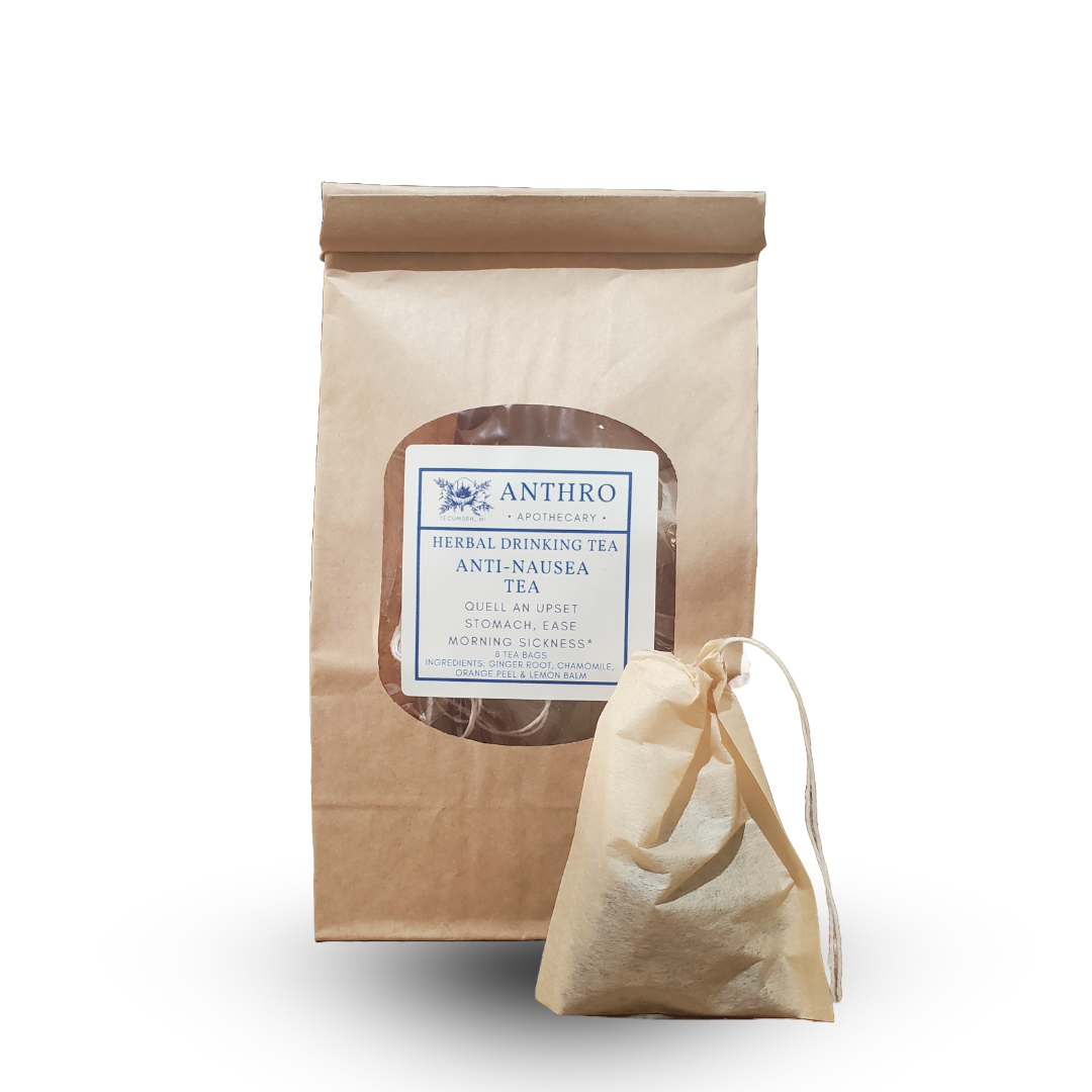 Tummy Comfort Tea | Ginger Herbal Blend 8 Tea Bags Anthro Apothecary